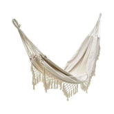 Hectarul - Hamac textil crem cu franjuri 200x150