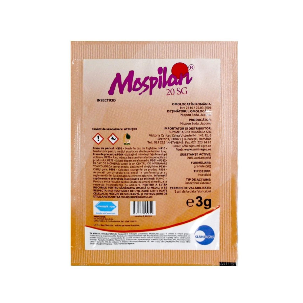 Insecticid cereale, vita de vie, legume, pomi fructiferi Mospilan 20 SG, 3 grame, 1, hectarul.ro