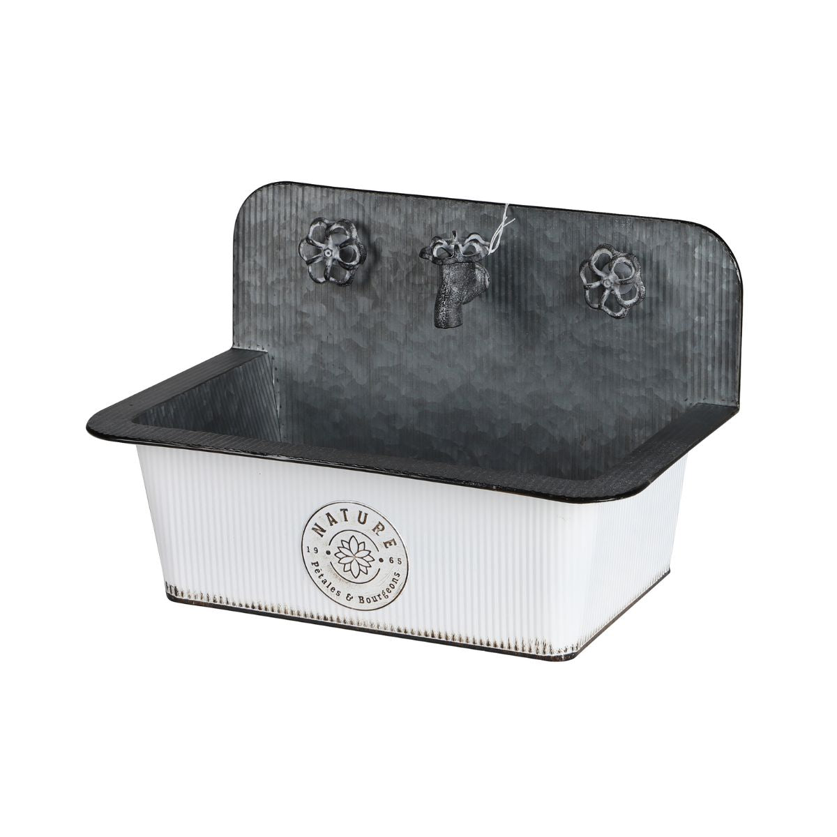 Jardiniera alba din metal 40x26x27 cm Sunnydays, 1, hectarul.ro