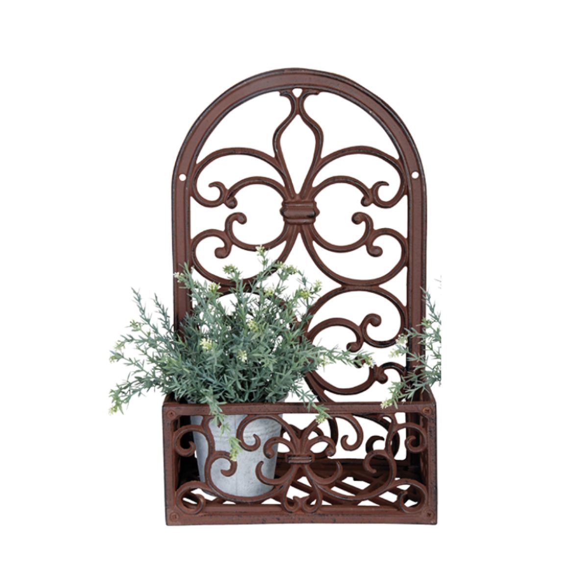Jardiniera ruginie din otel turnat Window Half Round Esschert Design, 1, hectarul.ro