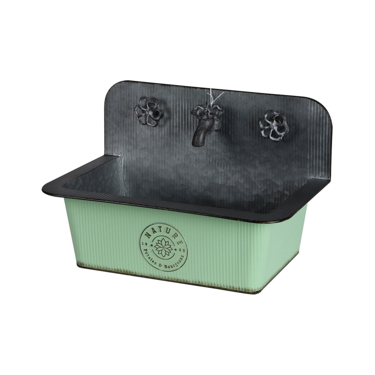Jardiniera verde deschis din metal 40x26x27 cm Sunnydays, 1, hectarul.ro