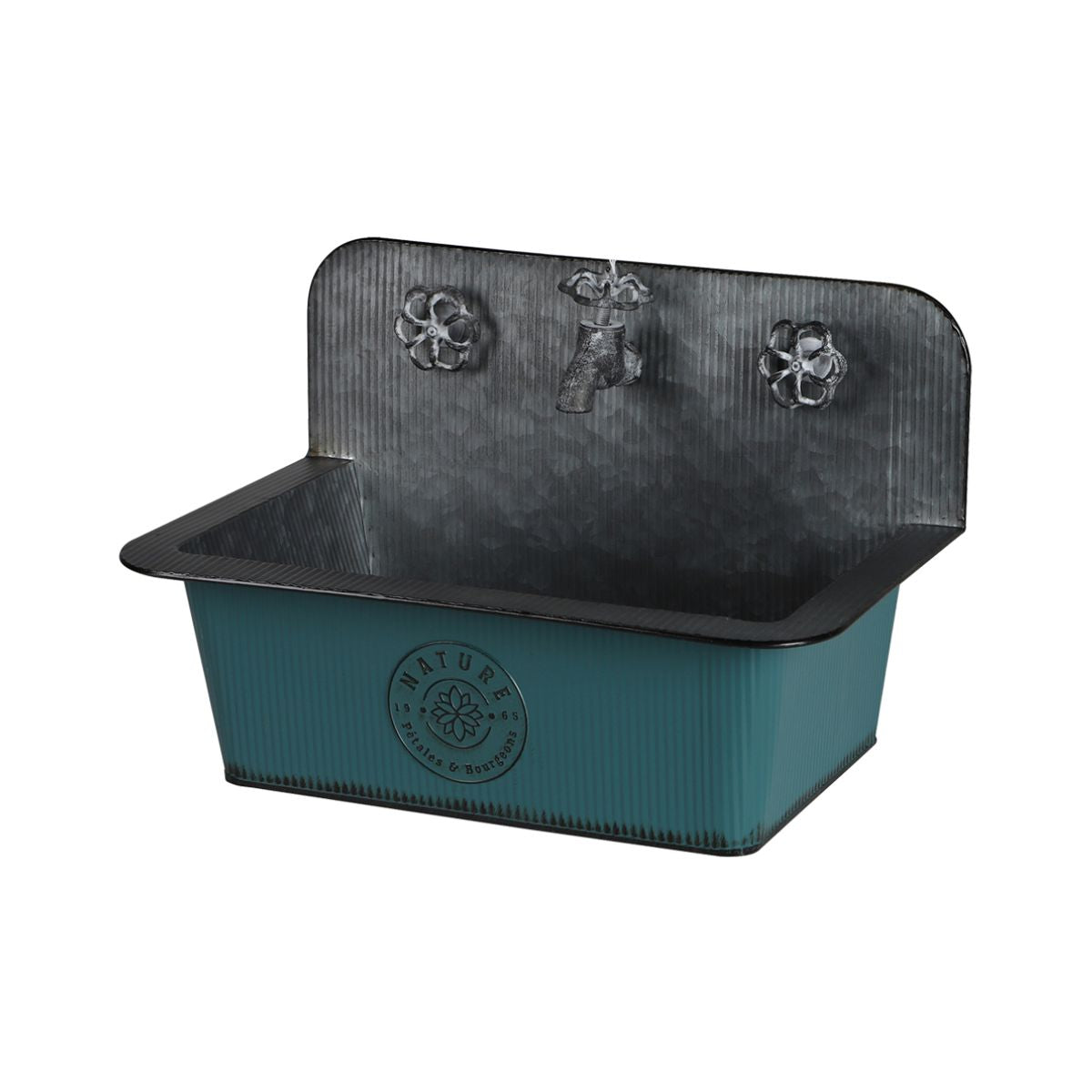 Jardiniera verde inchis din metal 40x26x27 cm Sunnydays, 1, hectarul.ro