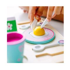 Joc din lemn 2 in 1, Puzzle si Joc de rol - Micul Dejun cu 10 accesorii, WD 9548