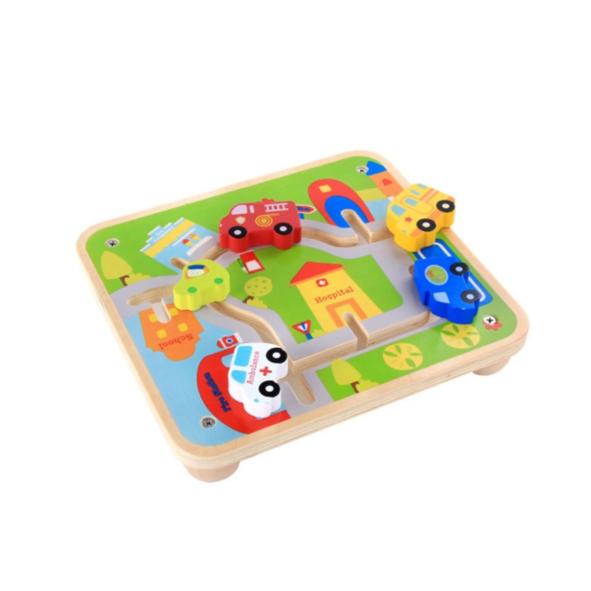 Joc din lemn Labirint cu piese 3D - Cursa masinilor, WD 9537, 1, hectarul.ro
