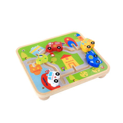 Joc din lemn Labirint cu piese 3D - Cursa masinilor, WD 9537