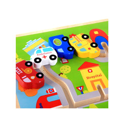 Joc din lemn Labirint cu piese 3D - Cursa masinilor, WD 9537