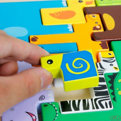 Joc educativ din lemn - Tetris - cu animale 3D, WD 2511