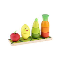 Joc stivuire din lemn 3 in 1 Turnul Fructelor Vesele, WD 9546