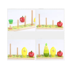 Joc stivuire din lemn 3 in 1 Turnul Fructelor Vesele, WD 9546