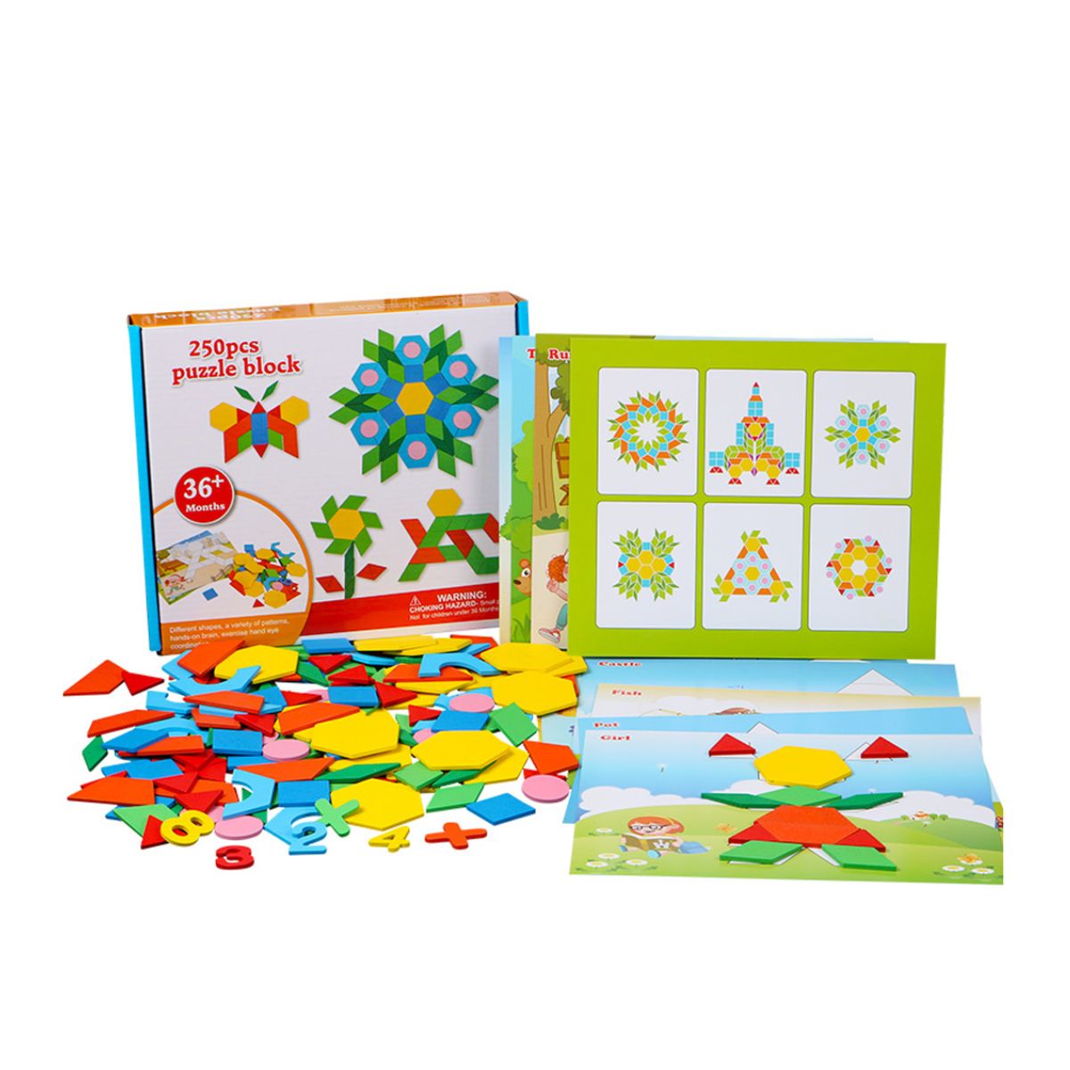 Joc Tangram din lemn 250 de piese, WD 2028, 1, hectarul.ro