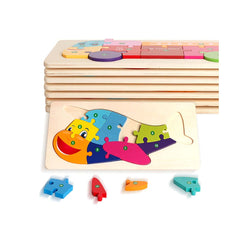 Jucarie educativa, puzzle 3D din lemn incastru, Avion cu cifre, 12 piese, WD 2051-G