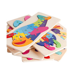 Jucarie educativa, puzzle 3D din lemn incastru, Avion cu cifre, 12 piese, WD 2051-G