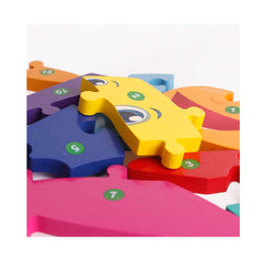 Jucarie educativa, puzzle 3D din lemn incastru, Avion cu cifre, 12 piese, WD 2051-G