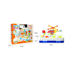 Jucarie educativa si interactiva STEM, set de constructie puzzle din ABS cu bormasina pentru inginerie 2D si 3D cu 237 piese, carcasa portabila, +3, WW2004