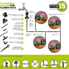 Kit irigare pentru 15 ghivece cu adaptor pentru conectarea la robinet, Agrodrip & Eurodrip Irigatii