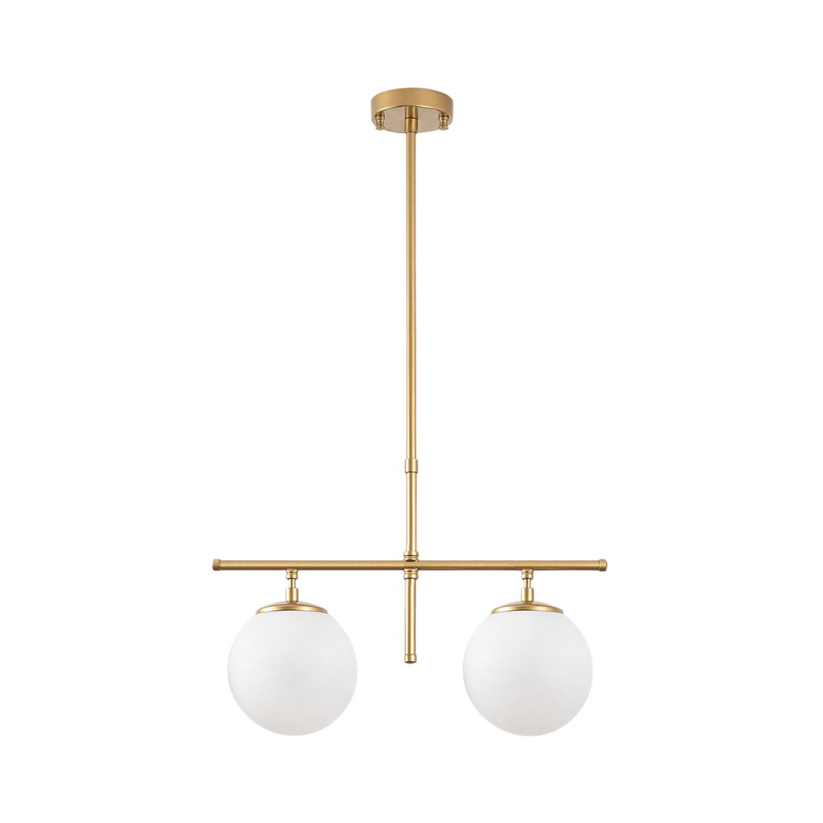 Lustra auriu/alb din metal si sticla cu 2 becuri Roe, 1, hectarul.ro