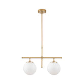 Hectarul - Lustra auriu/alb din metal si sticla cu 2 becuri Roe