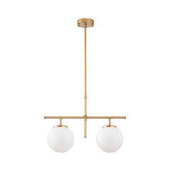 Lustra auriu/alb din metal si sticla cu 2 becuri Roe