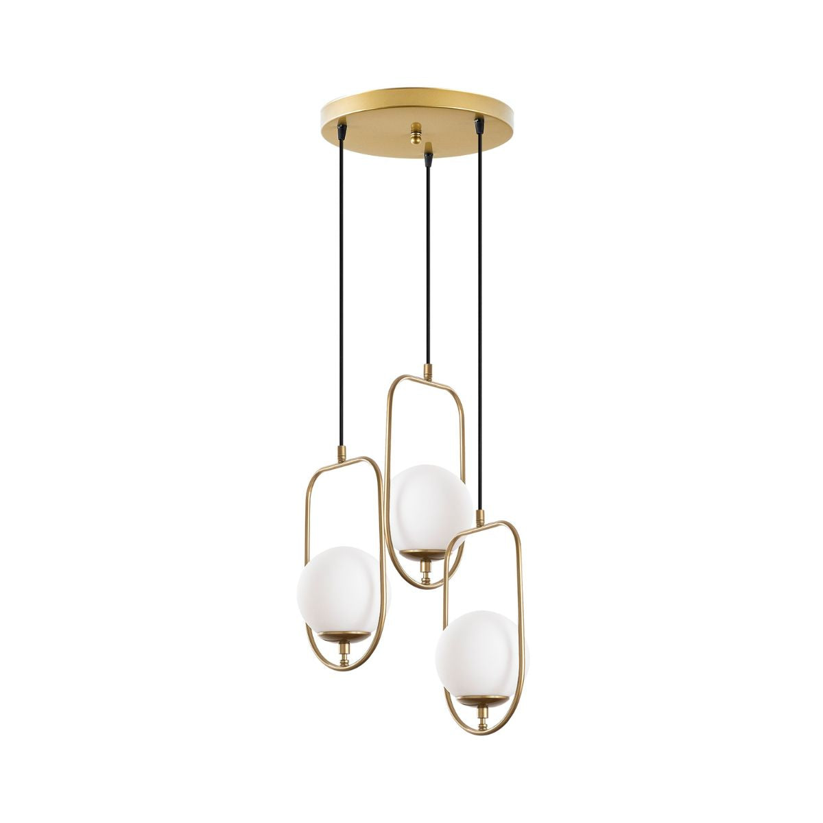 Lustra auriu/alb din metal si sticla cu 3 becuri Skew, 1, hectarul.ro