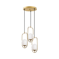 Lustra auriu/alb din metal si sticla cu 3 becuri Skew