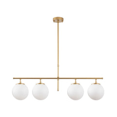 Lustra auriu/alb din metal si sticla cu 4 becuri Roe