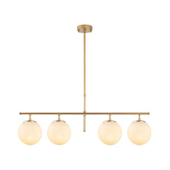 Lustra auriu/alb din metal si sticla cu 4 becuri Roe