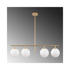 Lustra auriu/alb din metal si sticla cu 4 becuri Roe