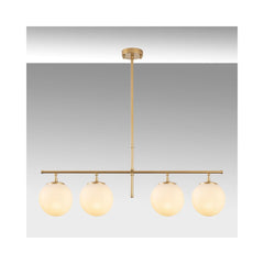Lustra auriu/alb din metal si sticla cu 4 becuri Roe