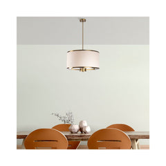 Lustra auriu/alb din metal si textil cu 3 becuri Way