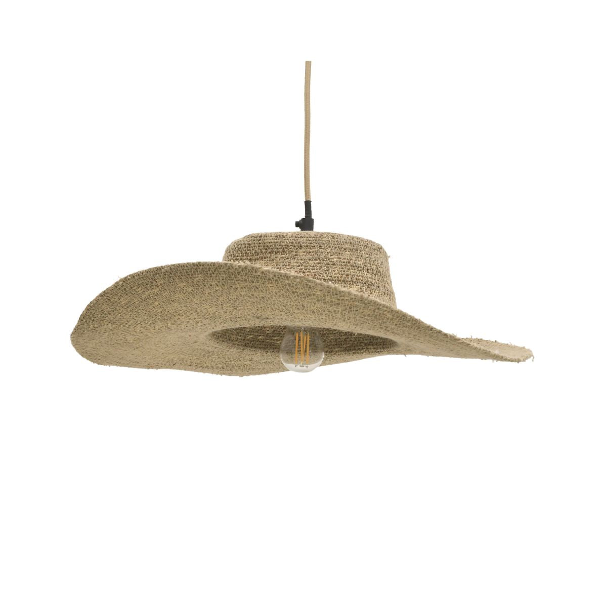 Lustra maro natural din metal si iuta Ø46Χ18/100 Hat Inart, 1, hectarul.ro