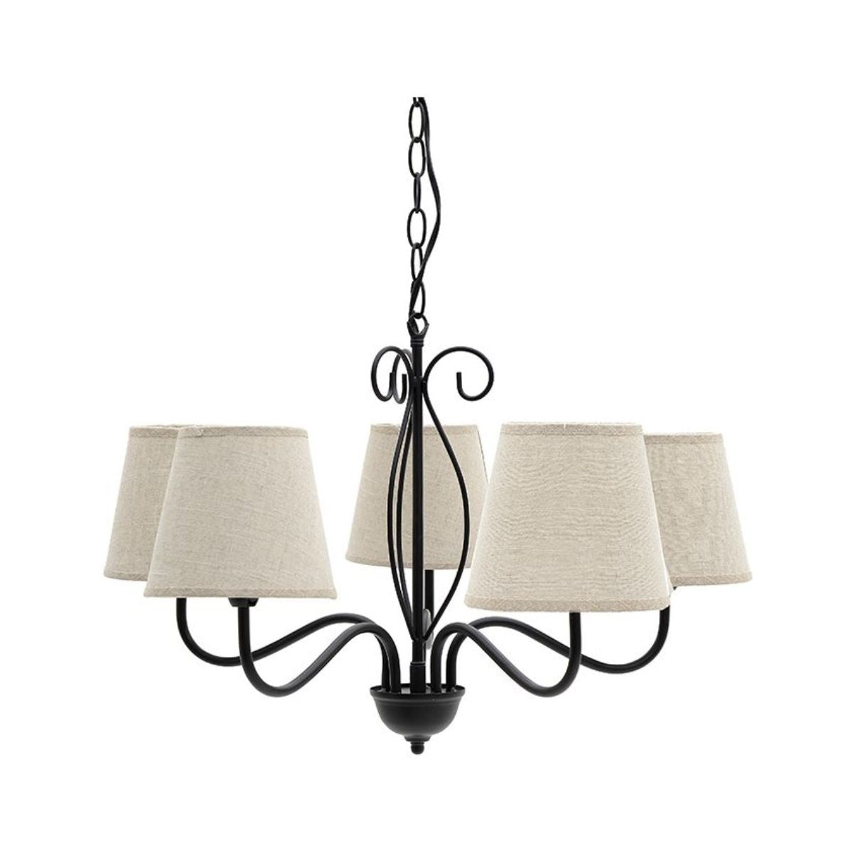 Lustra negru/crem din metal si textil Ø56X40(95) cm Romantic Inart, 1, hectarul.ro