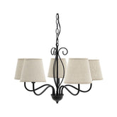 Hectarul - Lustra negru/crem din metal si textil Ø56X40(95) cm Romantic Inart