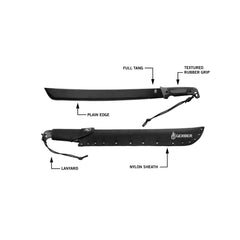 Maceta Gerber cu teaca de nailon, lungime lama 45 cm, Gator Bush Machete, otel carbon, 31-002848