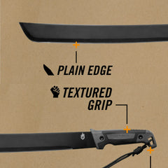 Maceta Gerber cu teaca de nailon, lungime lama 45 cm, Gator Bush Machete, otel carbon, 31-002848