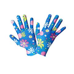 Manusi pentru gradinarit motiv floral albastru M:9