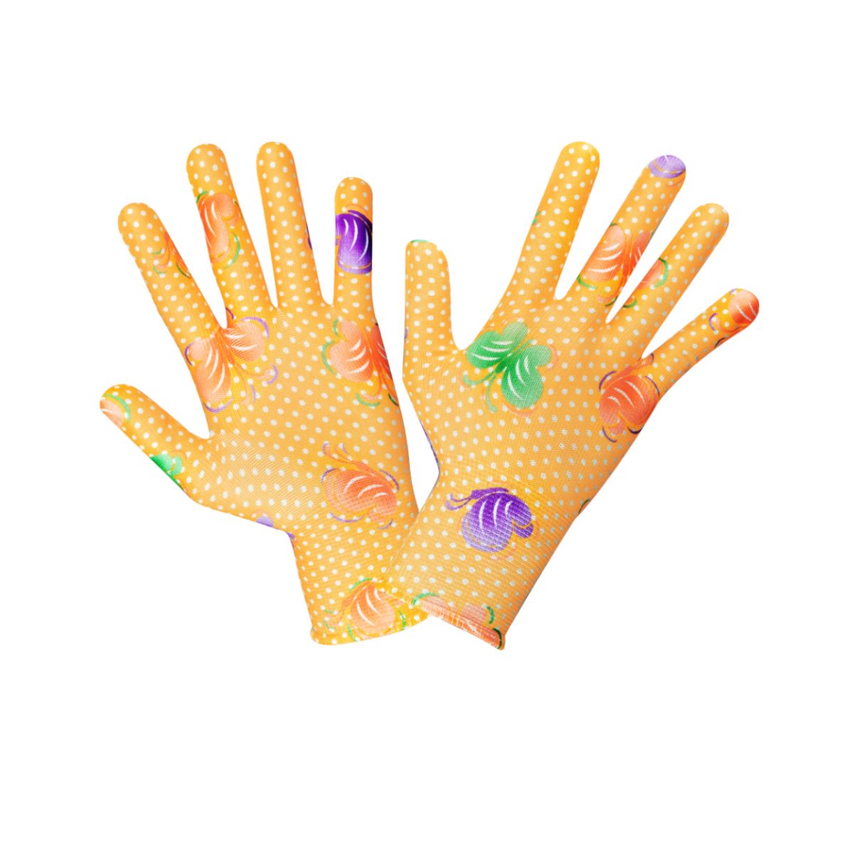 Manusi pentru gradinarit motiv floral orange M:9, 1, hectarul.ro