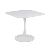 Hectarul - Masa de dining alba din ceramica si otel 90x90 cm Malta Actona