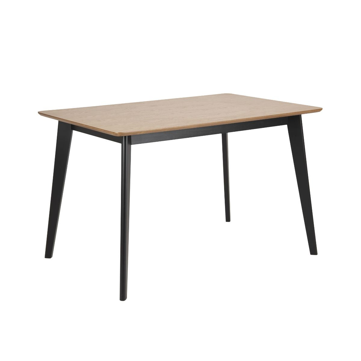 Masa de dining maro/negru 120 x 80 cm din MDF furniruit si lemn de hevea Roxby Actona, 1, hectarul.ro