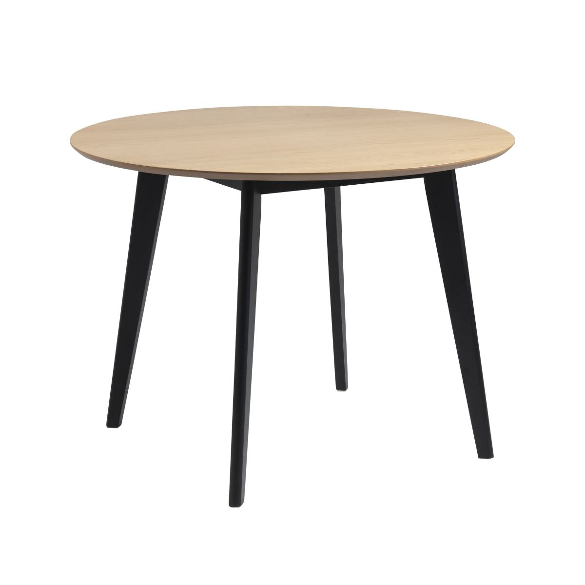Masa de dining maro/negru din MDF furniruit Ø105 cm Roxby Actona, 1, hectarul.ro
