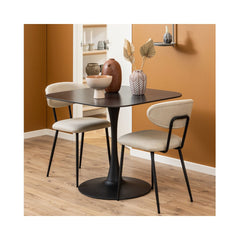 Masa de dining neagra din ceramica si otel 90x90 cm Malta Actona