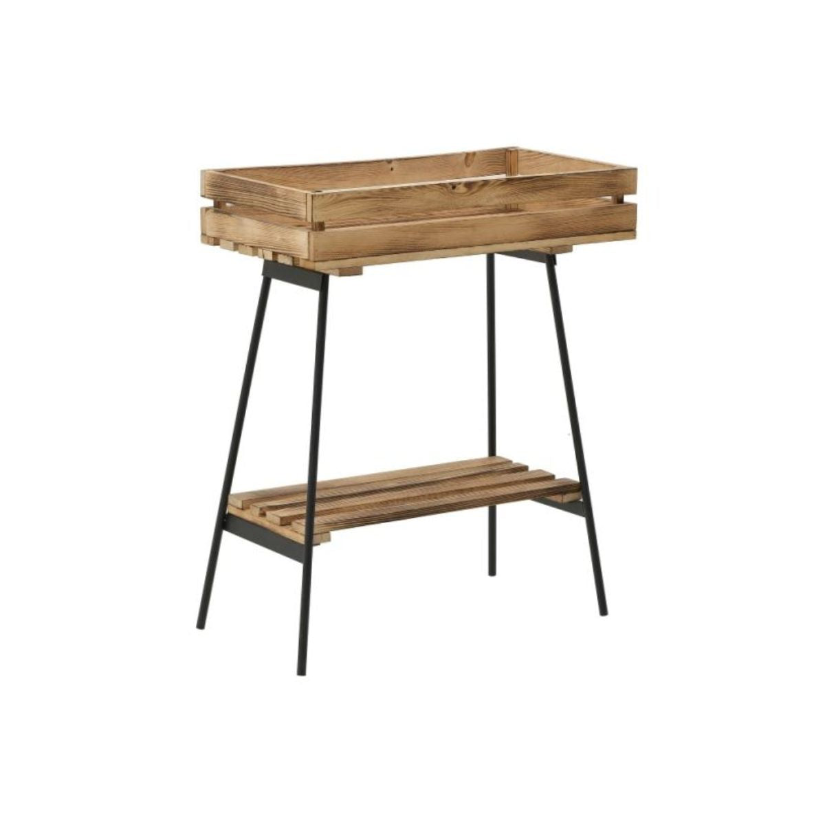 Masa cu tavite de lemn Inart, lemn si metal, 60x33x72 cm, natur/negru, 1, hectarul.ro