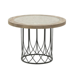 Masa de cafea maro/negru din lemn si metal Ø80Χ58 cm Exotique Inart