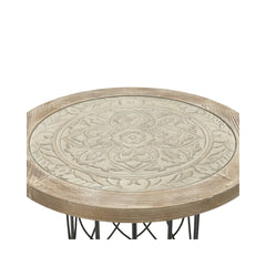 Masa de cafea maro/negru din lemn si metal Ø80Χ58 cm Exotique Inart