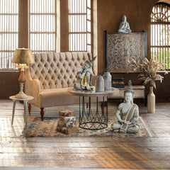 Masa de cafea maro/negru din lemn si metal Ø80Χ58 cm Exotique Inart