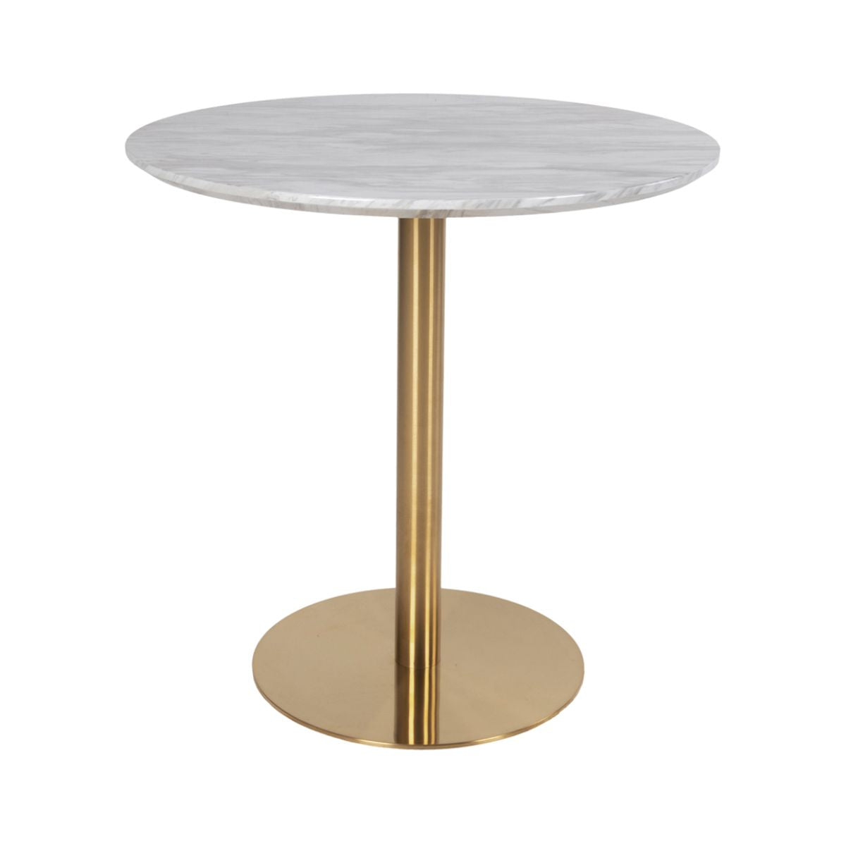 Masa de dining alb/auriu cu aspect de marmura din otel si MDF 90 cm Bolzano House Nordic, 1, hectarul.ro