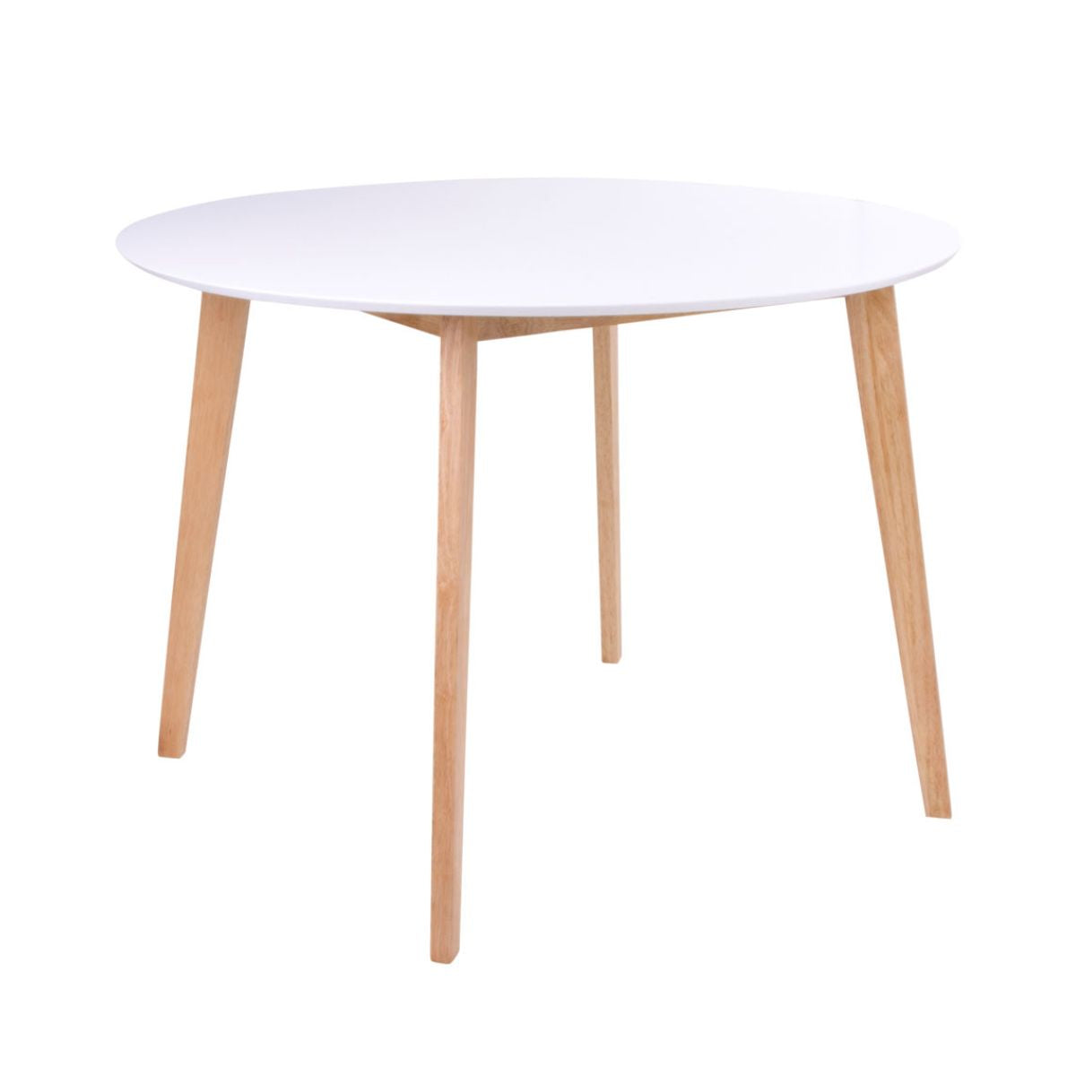 Masa de dining alb/maro din MDF si lemn de hevea 105 cm Vojens House Nordic, 1, hectarul.ro