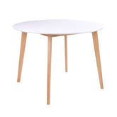 Hectarul - Masa de dining alb/maro din MDF si lemn de hevea 105 cm Vojens House Nordic