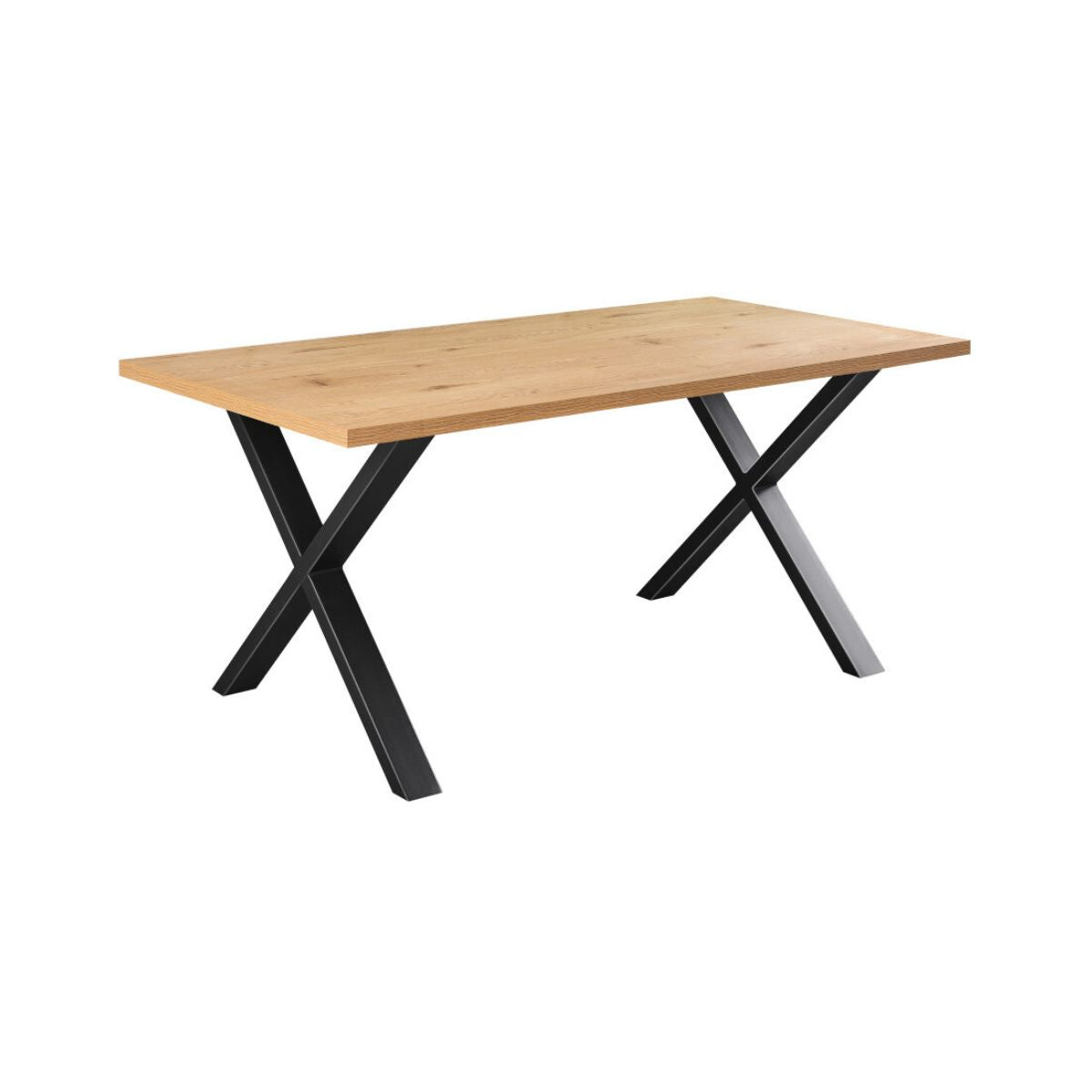 Masa de dining cu aspect de stejar, picioare in X Loft 180 cm Invicta, 1, hectarul.ro