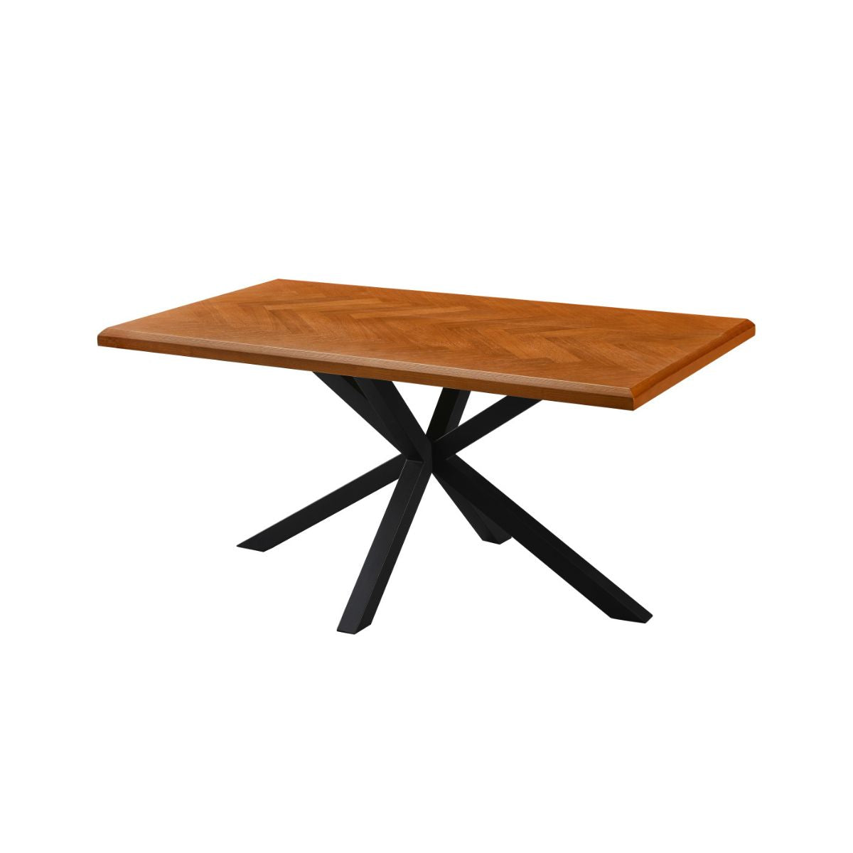 Masa de dining maro 160 cm din MDF furniruit si metal Doriane, 1, hectarul.ro