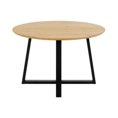 Masa de dining rotunda, maro/negru, din MDF furniruit Ø120 cm Malika Actona